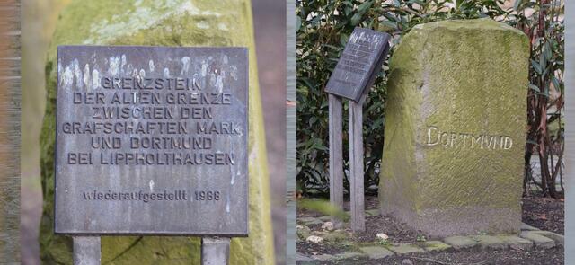 Grenzstein mit Hinweistafel an der Schlossmühle