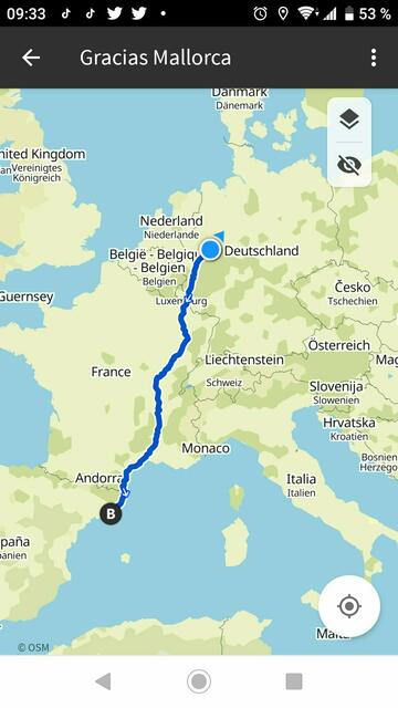 Die Fahrradtour geht von Iserlohn bis nach Barcelona, von dort aus setzt Michael Klammt mit der Fähre nach Mallorca über.