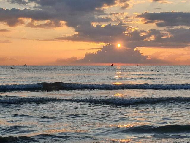 Schwimmstart in den Sonnenaufgang