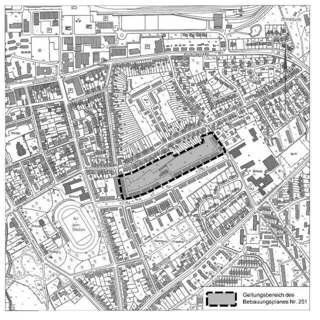 Die Stadt Marl hat jetzt den Entwurf zum Bebauungsplan „Dr. Klausener-Straße“ öffentlich ausgelegt. Plan: Stadt Marl