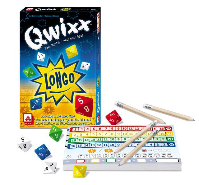 Quixx Longo ist die Neuauflage es Klassikers Quixx mit neuen Würfeln für noch mehr Spielspaß. Foto: NSV