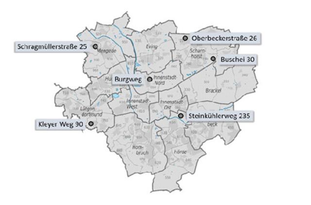 An diesen sechs Standorten im Stadtgebiet will die Stadt neue Kitas bauen.