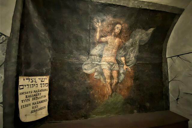 Fresko des Auferstandenen in der Grabkapelle.