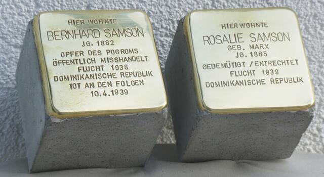 Die beiden Stolpersteine sind beispielsweise vor vier Jahren für die Eheleute Samson in Lünen verlegt worden. Archivfoto: Kath