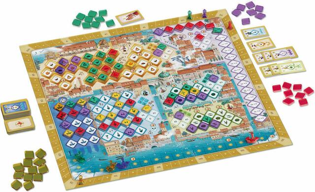 Reiner Knizia leitet per Symbolen auf Spielplan und Spielkarten auch Gelegenheitsspieler sicher durch die Runden. Foto: Schmidt Spiele