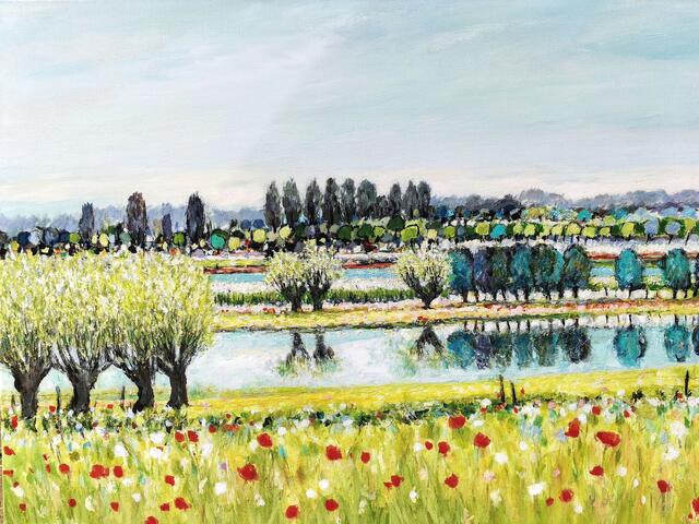 Impressionen rund um das Naturerlebnis am Wasser - das zeigen die Bilder der Ausstellung von der Voerder Künstlerin Martina Reimann.