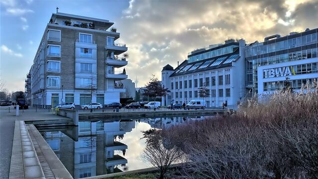 Auch im linksrheinischen Oberkassel ist der Rheinturm zu sehen. | Foto: © Margot Klütsch