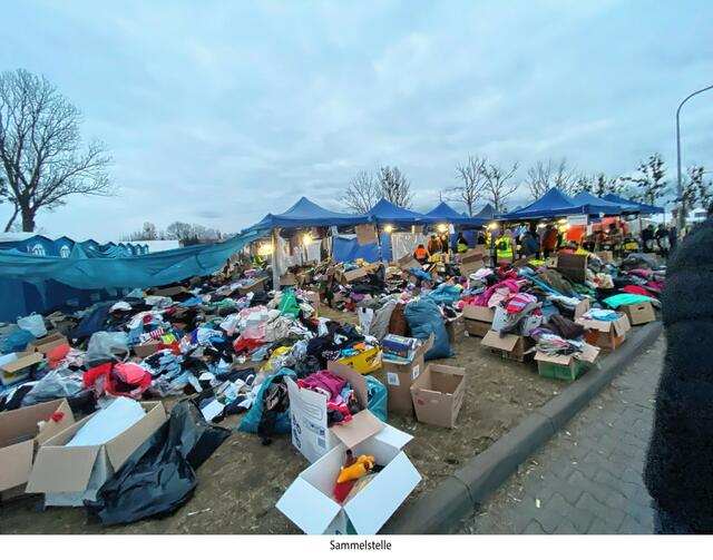 Sammelstelle für Hilfsgüter, die in die Ukraine gebracht werden. | Foto: Brinkmann