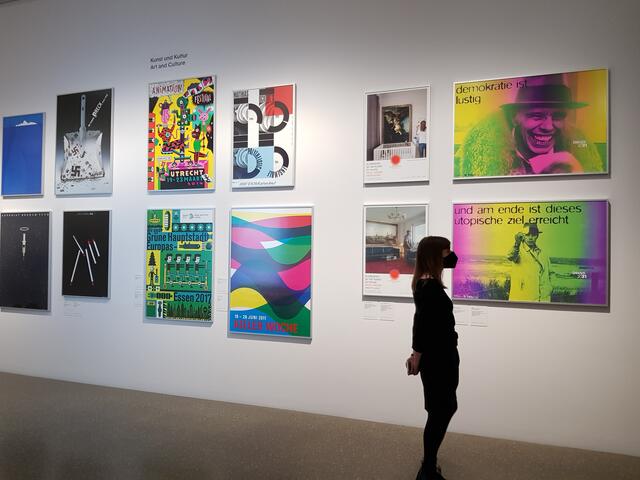 Plakate im Kunst- und Kulturbereich. "We Want You! - Von den Anfängen des Plakats bis heute", Blick in die Ausstellung im Museum Folkwang