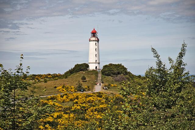 Leuchturm Dornbusch Hiddensee.
Er ist ein ca. 28m hoher runder Ziegelbau und bietet
einen schönen Blick über die Insel und die Ostsee.