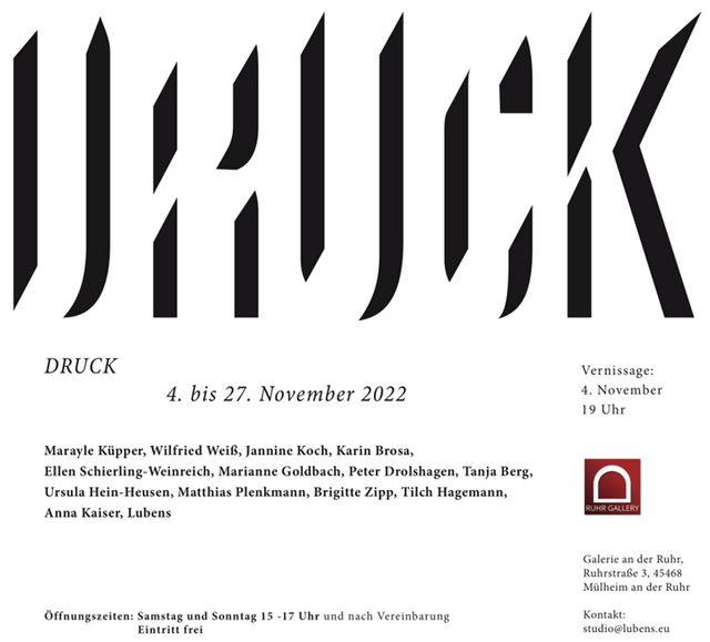 Druck - Künstlerische Druckgrafik in der Ruhr Gallery - Ausstellung und zwei Workshoptage | Foto: Mülheimer Kunstverein und Kunstförderverein KKRR