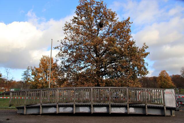 Die ausgebaute Brücke wird hier bis zur Wiederverwendung gelagert......