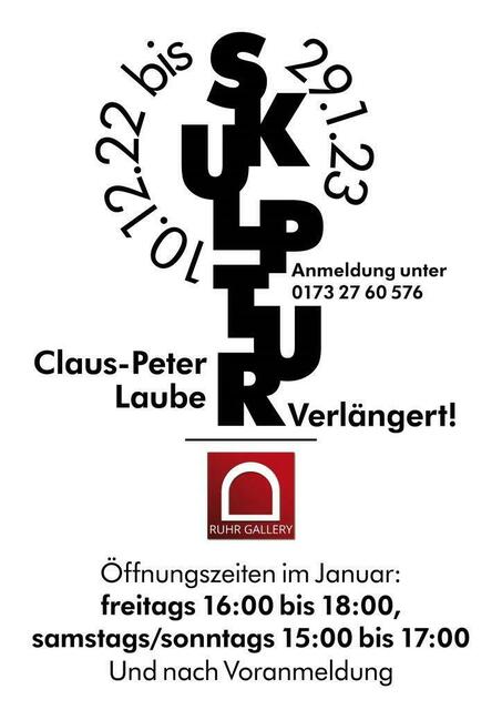 Ausstellungsplakat der Schau von Claus-Peter Laube in der Mplheimer Ruhr Gallery, Ruhrstraße 3 / Ecke Delle in Mülheim | Foto: Mülheimer Kunstverein und Kunstförderverein KKRR