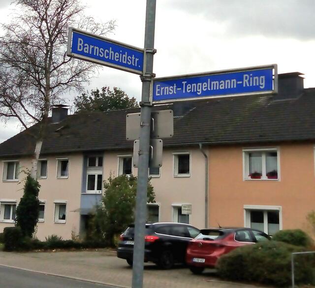Den Ernst Tengelmann Ring gibt es bereits seit 1960. Tengelmanns mehrfache NS-Verflechtungen als Wehrwirtschaftsführer und seine Tätigkeit als einer ersten NSDAP Ratsherrn im essener Stadtrat schon Jahre vor der braunen Machtergreifung 1933 hatten seiner Karriere auch im Nachkriegsdeutshcland kaum geschadet. Vielleicht gibt es jetzt doch eine Initiative, Ernst Tengelmanns Namen von den Blechschildern dieser schmucken Sieldung in Heisingen zu entfernen. | Foto: Walter Wandtke