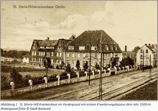 1. Gerther Krankenhaus von 1923 mit Vorderanbau von 1928 | Foto: Stadt Bochum - Ulrich Kind 