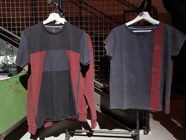 Markante Details der neuen T-Shirts und Hoodies sind weinrote Elemente, die an das Rostrot auf Zollverein erinnern. 