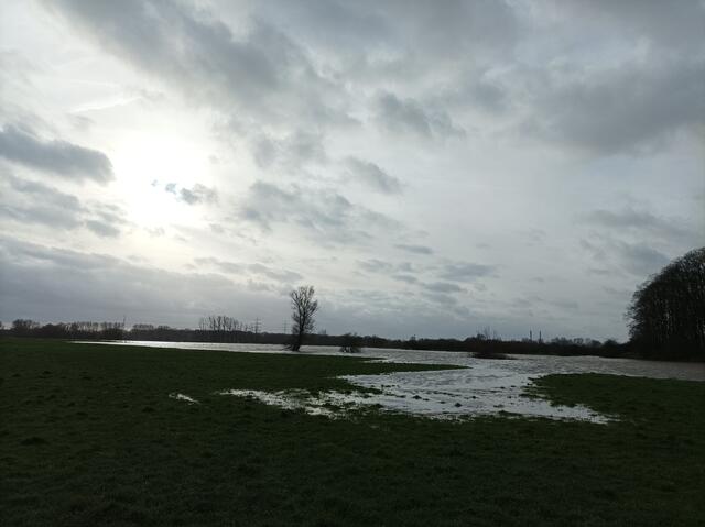 das Wasser läuft in die angrenzenden Wiesen ....