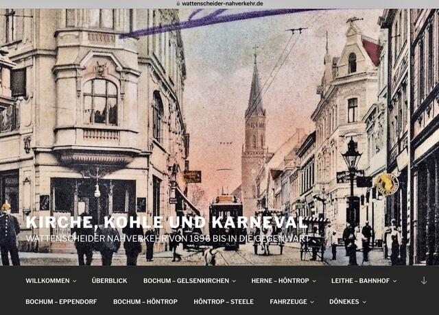KIRCHE, KOHLE UND KARNEVAL
Zur Geschichte des Straßenbahnverkehrs in Wattenscheid | Foto: Webseite von Ludwig Schönefeld
