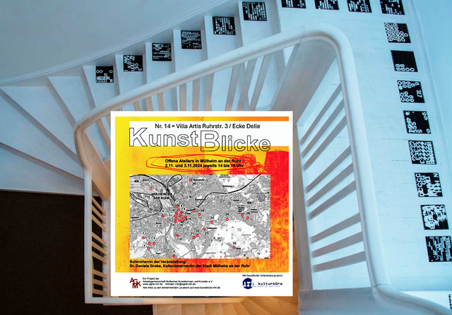Zusätzlich zu erleben neben der Ausstellung:
2. und 3. November 2024 "Kunstblicke" auch in der Villa Artis mit dem Mülheimer Künstler*innenbund MKB sowie im gesamten Stadtgebiet der Ruhrtalstadt Mülheim | Foto: AGMK/MKBCollage