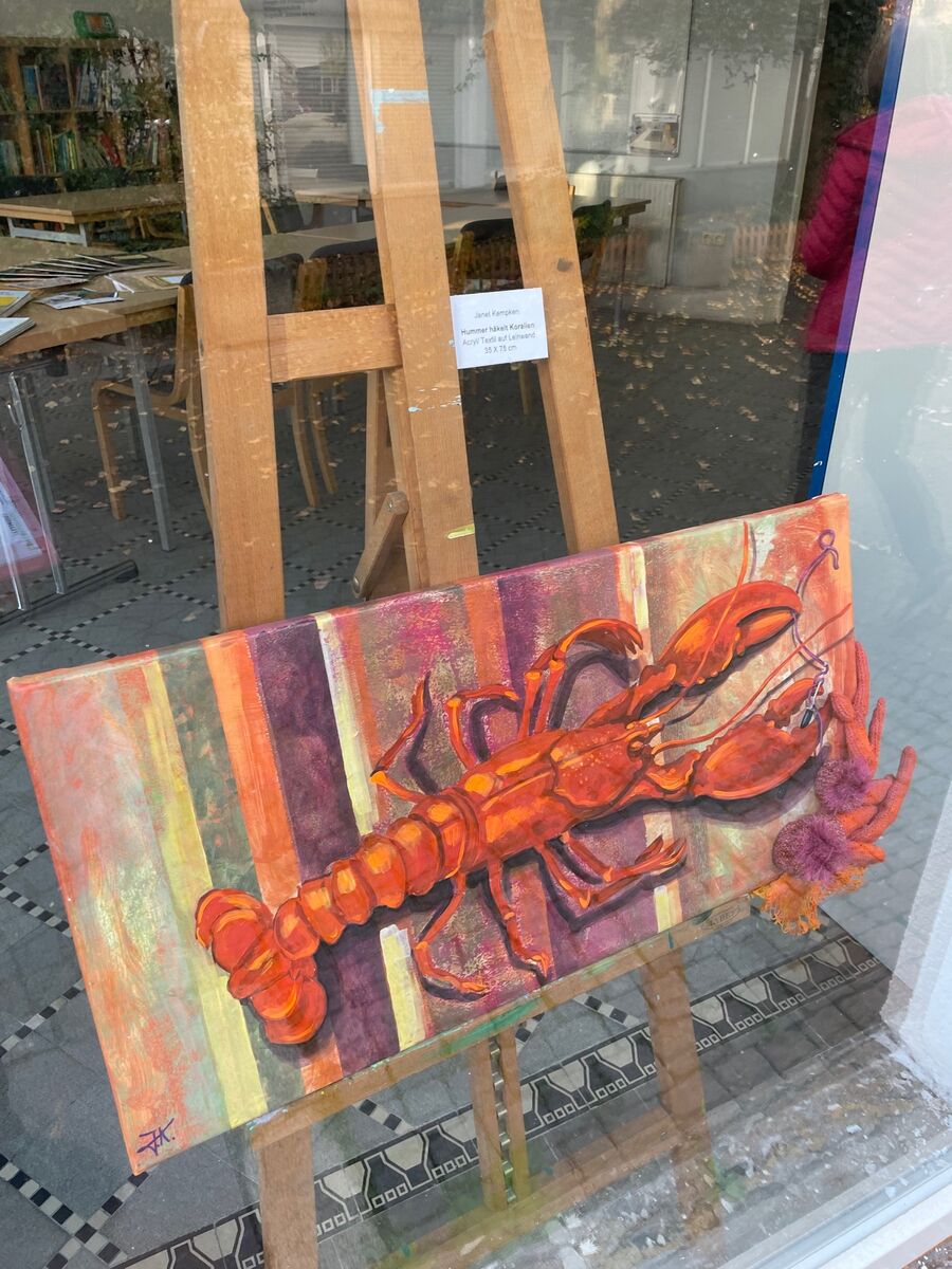 Janet Kempken malte u.a. den "Häkelnden Lobster" | Foto: Mülheimer Kunstverein KKRR