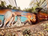 Hardy Bock malte das Mural an der Friedenstreppe in der Ruhrtalstadt Mülheim | Foto: Mülheimer Kunstverein und Kunstförderverein KKRR