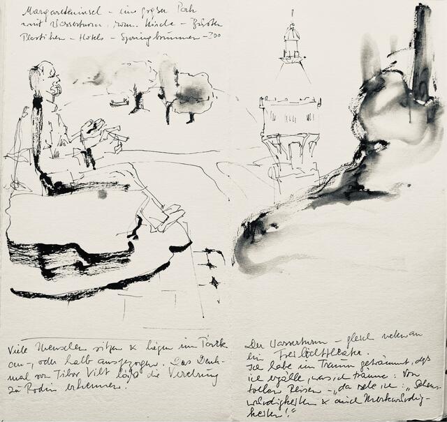 Leporello "Ungarnreise 1982" Edith Polland-Dülfer Blatt 7/12
"Das Denkmal von Tibor Vilt lässt die Verehrung zu Rodin erkennen!" | Foto: Archiv Mülheimer Kunstverein KKRR