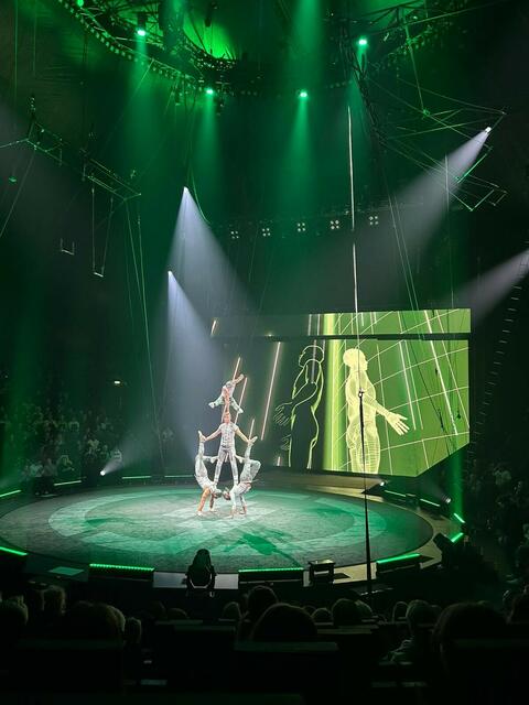 Neben den Artisten von Space Element, liefert die mit über 100 Quadratmeter größte mobile LED-Wand Deutschlands dazu die passenden Special-Effects. | Foto: Lisa Puhl