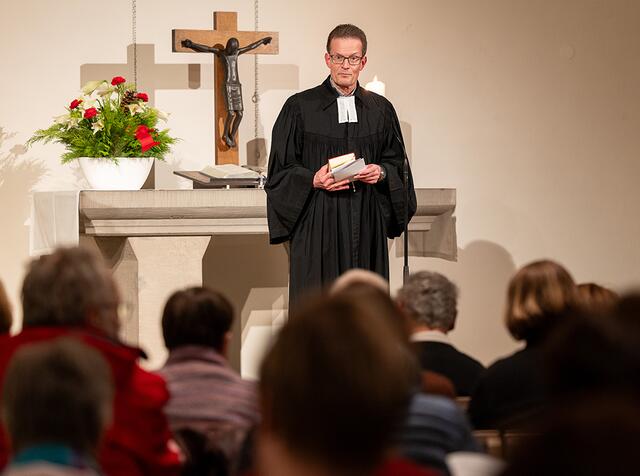 Krankenhausseelsorger Uwe Matysik hob die Bedeutung von ehrenamtlicher Seelsorge hervor. | Foto: Kirchenkreis Essen/Achim Pohl