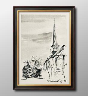 "Kirchenhügel - Petri-Kirche" Werkreihe "Ruhrtalstadt Mülheim" von Edith Polland-Dülfer (Sammlung Mülheimer Kunstverein KKRR, Ruhrstr. 3 / Ecke Delle in der VILLA ARTIS | Foto: KKRR
