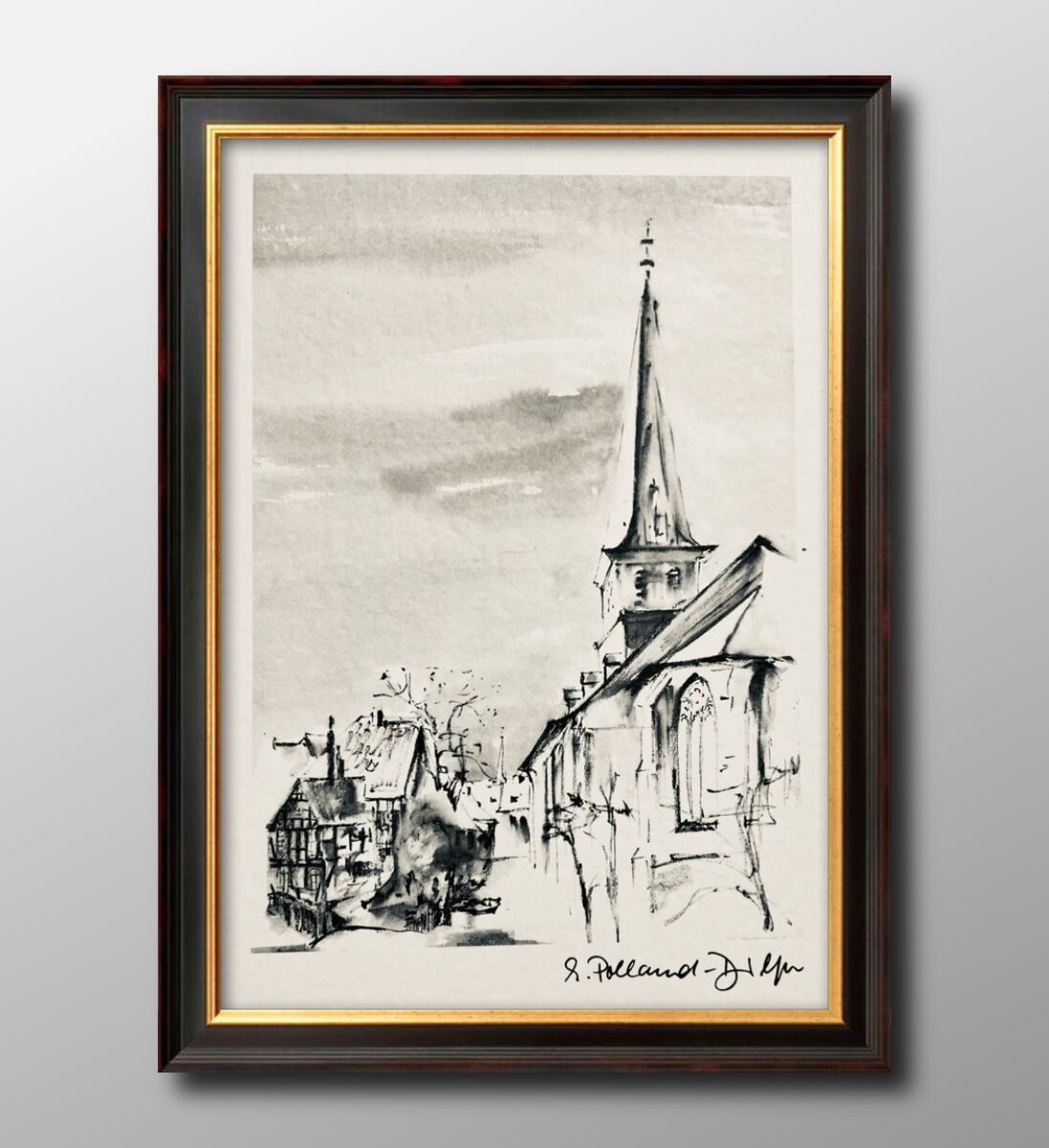"Kirchenhügel - Petri-Kirche" Werkreihe "Ruhrtalstadt Mülheim" von Edith Polland-Dülfer (Sammlung Mülheimer Kunstverein KKRR, Ruhrstr. 3 / Ecke Delle in der VILLA ARTIS | Foto: KKRR