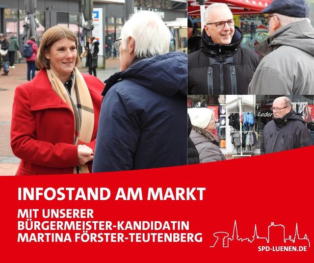 Im Gespräch: Martina Förster-Teutenberg (Bürgermeister-Kandidatin), Rüdiger Billeb (Fraktionsvorsitzender), Rainer Schmeltzer (Landtagsabgeordneter). | Foto: Gian Luca Fusillo