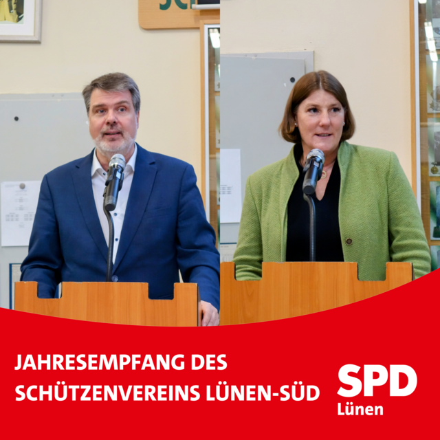 Links der Bundestagsabgeordnete Michael Thews, rechts die stellvertretende Bürgermeisterin Martina Förster-Teutenberg bei ihren Grußworten.