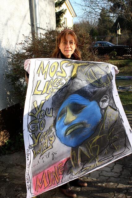 Irena mit Mixed Media Paper der Bob Dylan Serie / Part one / 120x100 Unikat, totaliter TETRACHON 120x400 cm, non available
Bronco54, the Freewheelin' | Foto: Fotoarchiv Merkel und Merkel, Bronco54