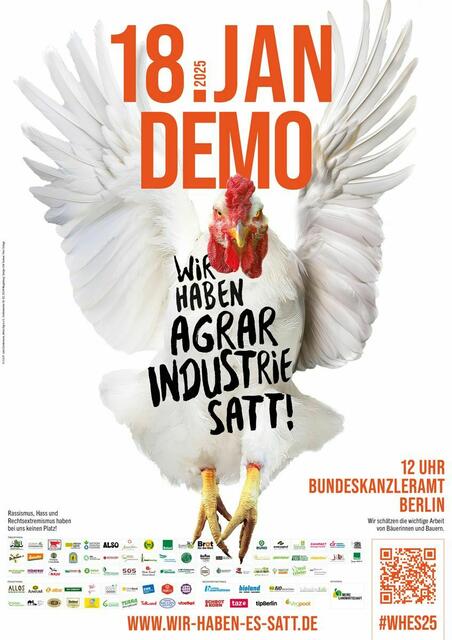 Unter dem Moto "Gutes Essen hat aktuell keine Zukunft" fordert das "Wir haben es satt!"-Bündnis gemeinsam mit 9.000 Menschen in Berlin ein sofortiges Ende des agrarpolitischen Stillstands.