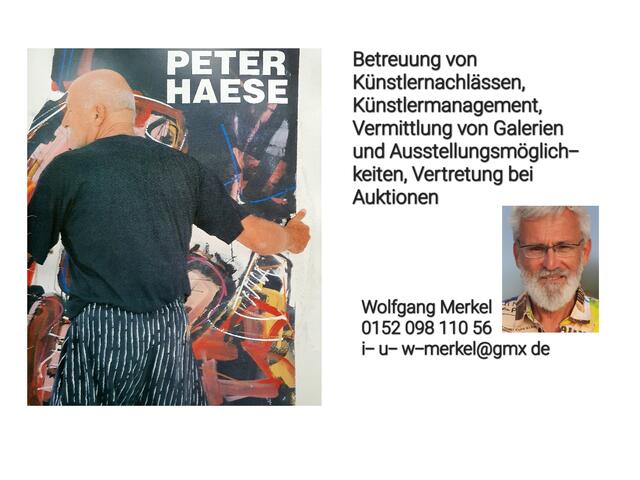 Nachlass-Arbeit für Peter Haese, der inzwischen nach langem Leiden verstorben ist.
1936 Berlin till 2024 Karlsruhe, seit den 50ern in Kandel
zahlreiches Material (Kataloge, Fotos &gt; Fotoshootings im Kandeler Garten) im KünstlerArchiv Irena &amp; Wolfgang Merkel
 | Foto: FotoArchiv Merkel/KünstlerArchiv Merkel