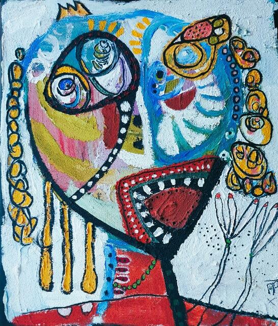 Peter Padubrin-Thomys, CoBrA , Kopf, Öl
Slg Merkel &amp; Merkel/ Rhein Neckar Delta