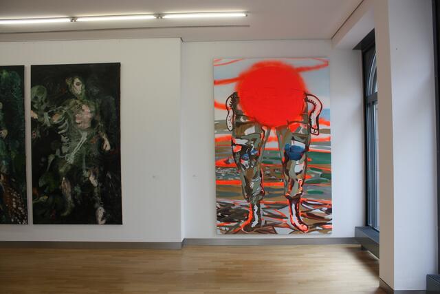 Cordula Güdemann, la professora in Stuttgart, Galerie Peter Tedden Düsseldorf, links davon Diptychon von Andrea Lehmann Düsseldorf | Foto: Lehmann, Güdemann, Tedden, FotoArchiv Merkel&amp;Merkel