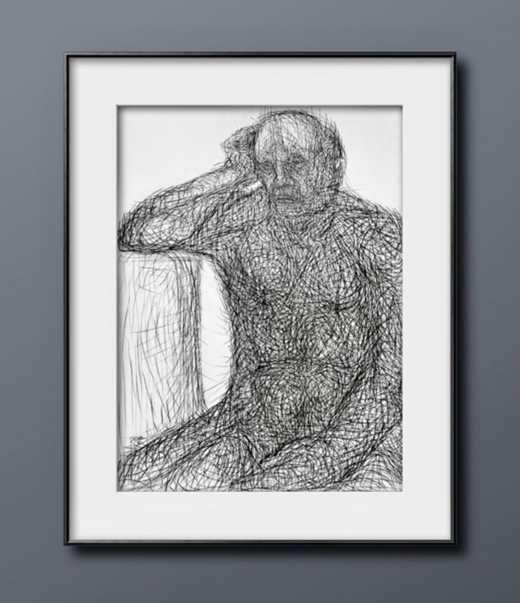 Ilse Otten (1929-2010) aus der Werkreihe "Männerportraits"
Tusche auf Zeichenkarton  118 x 84 cm
- Ruhrpreisträgerin 2002 | Foto: MMKM - Museum Moderne Kunst Mülheim