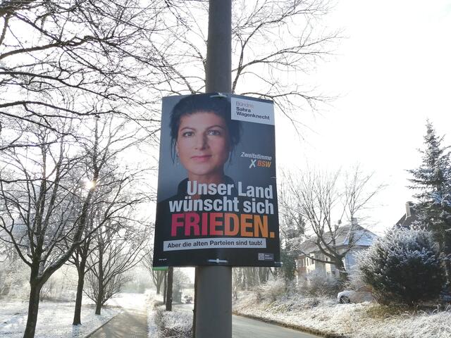 "Deutsche Soldaten in die Ukraine? Nicht mit uns!", erklärt Sahra Wagenknecht, Kanzlerkandidatin des BSW.