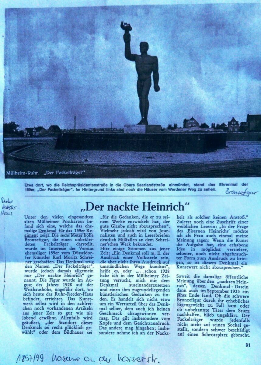 "Der nackte Heinrich" in Mülheim - Körper als Zeichen? | Foto: Archiv Mülheimer Kunstverein und Kunstförderverein KKRR