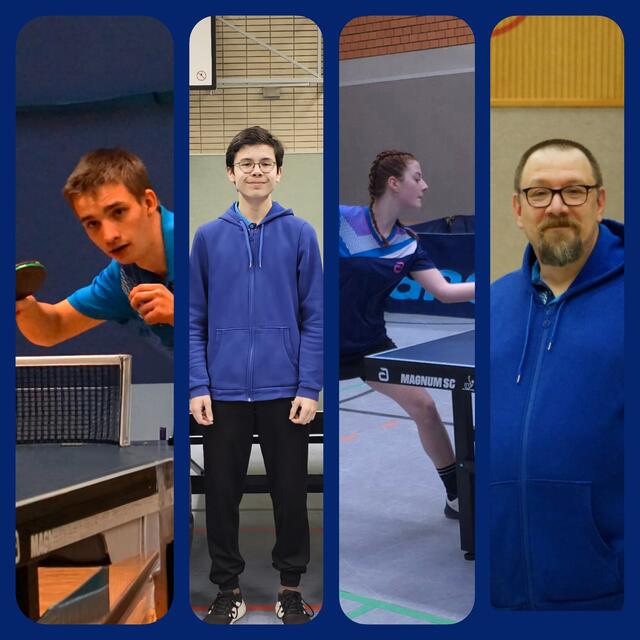 Die neuen Unterstützer der aktuellen B-Trainer Assistenztrainer(vl) Jani Richter; Jan Runte; Shannon sowie Vater Sascha Hüwe 