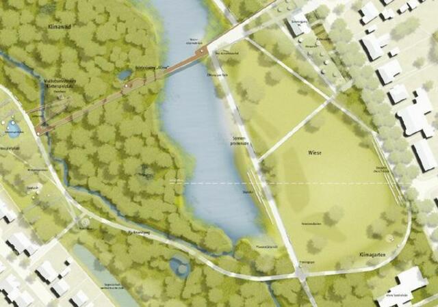   In diesem Bereich soll das Volksparkstadion zum Wasser hin geöffnet werden - zumindest stellt die Animation diese Idee dar. Foto: Plancontext | Foto: Foto: Stadt Marl 