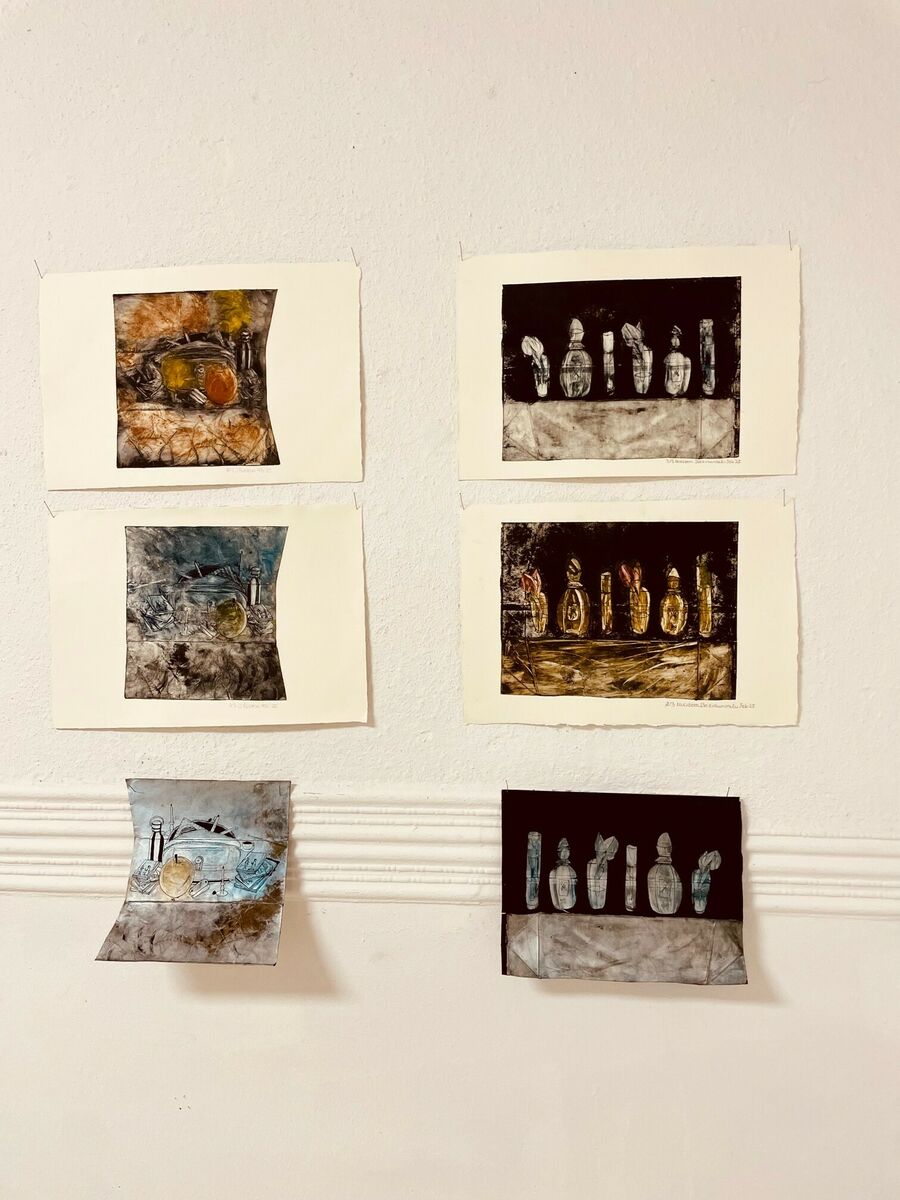 Druckvorlagen - hier Milchtüten dienten als Basis für die anschließenden limitierten Drucke auf Büttenpapier | Foto: Mülheimer Kunstverein und Kunstförderverein KKRR