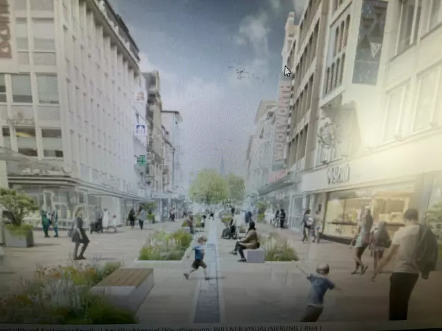 Das jetzt vorgelegte Integriertes Entwicklungskonzept "Zukunft.Essen.Innenstadt" umfasst viele Maßnahmen, wie beispielsweise Pflanzkübel und Wasserläufe, die die Aufenthaltsqualität verbessern sollen. Für die FDP-Fraktion klafft dabei zwischen Theorie und Praxis eine zu große Lücke. Hier wurden Prioritäten falsch gesetzt. | Foto: Grafik - Innenstadtkonzept Stadt Essen