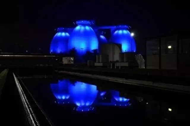 Faulbehälter der Kläranlage Bottrop
Die vier markanten Faulbehälter der Kläranlage Bottrop der Emschergenossenschaft in der Welheimer Mark. | Foto: © Ilias Abawi/EGLV