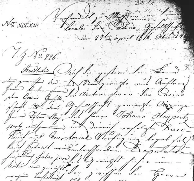 Kauf-Urkunde des ersten Stammhauses Ruhrstraße 26 (heute Ruhrpromenade-Ruhrbania) der Gesellschaft CASINO aus dem Jahr 1816  | Foto: Archiv