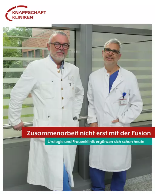Arbeiten schon seit Jahren gut zusammen: v.l. Prof. Dr. Hans-Christian Kolberg (Ärztlicher Direktor und Chefarzt der Gynäkologie und Geburtshilfe am Marienhospital) und Dr. Mirko Müller (Chefarzt der Urologie an den Knappschaft Kliniken Bottrop) 