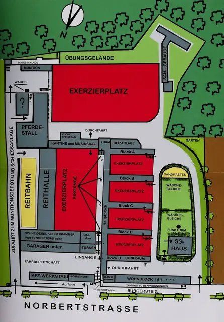 Skizze von Harry Cichon, der als Kind in der Unterkunt wohnte. Sein Vater war Polizist.  | Foto: Harry Cichon- Repro Uwe Klein