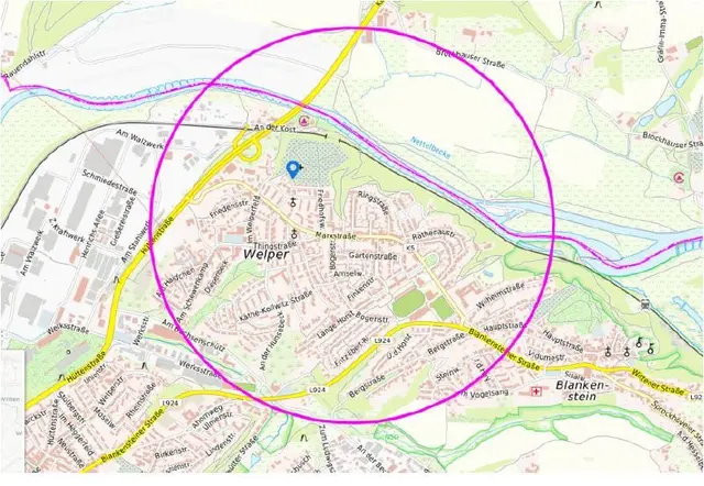 Um Bienen zu schützen, war dieser Sperrbezirk im Herbst letzten Jahres in Hattingen gebildet worden. Jetzt konnte dieser vom Veterinäramt aufgehoben werden. Karte: Stadt Hattingen