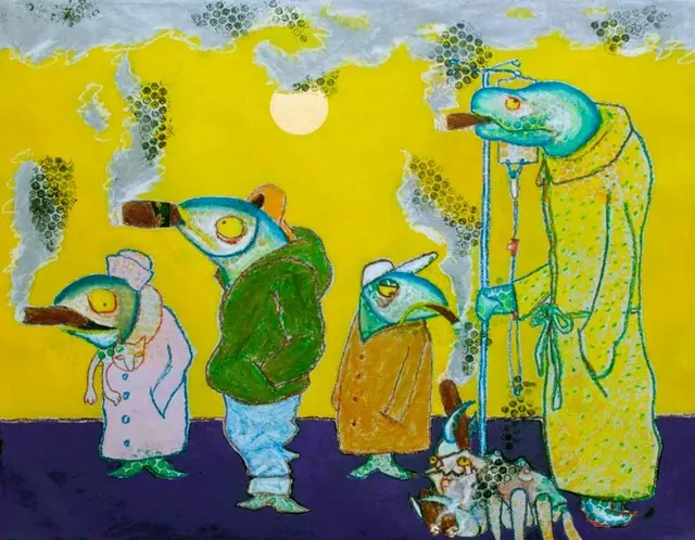 "Ohne Titel" Malerei von Paul Rainer Heicappell in der aktuellen Schau "DORN IM AUGE" in der Ruhr Gallery in Mülheim | Foto: Kunstverein und Kunstförderverein Rhein-Ruhr - KKRR